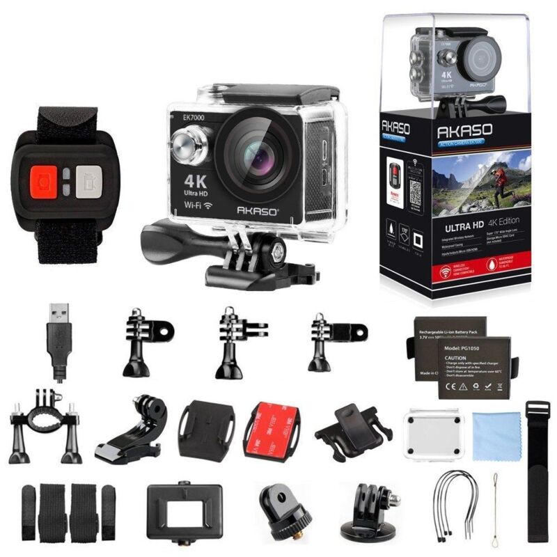 100€ sur Caméra Sport AKASO EK7000 SE WiFi 4K25FPS 12MP + Accessoires 14 in  1 Bundle Kits pour AKASO Noir - Caméra sport - Achat & prix